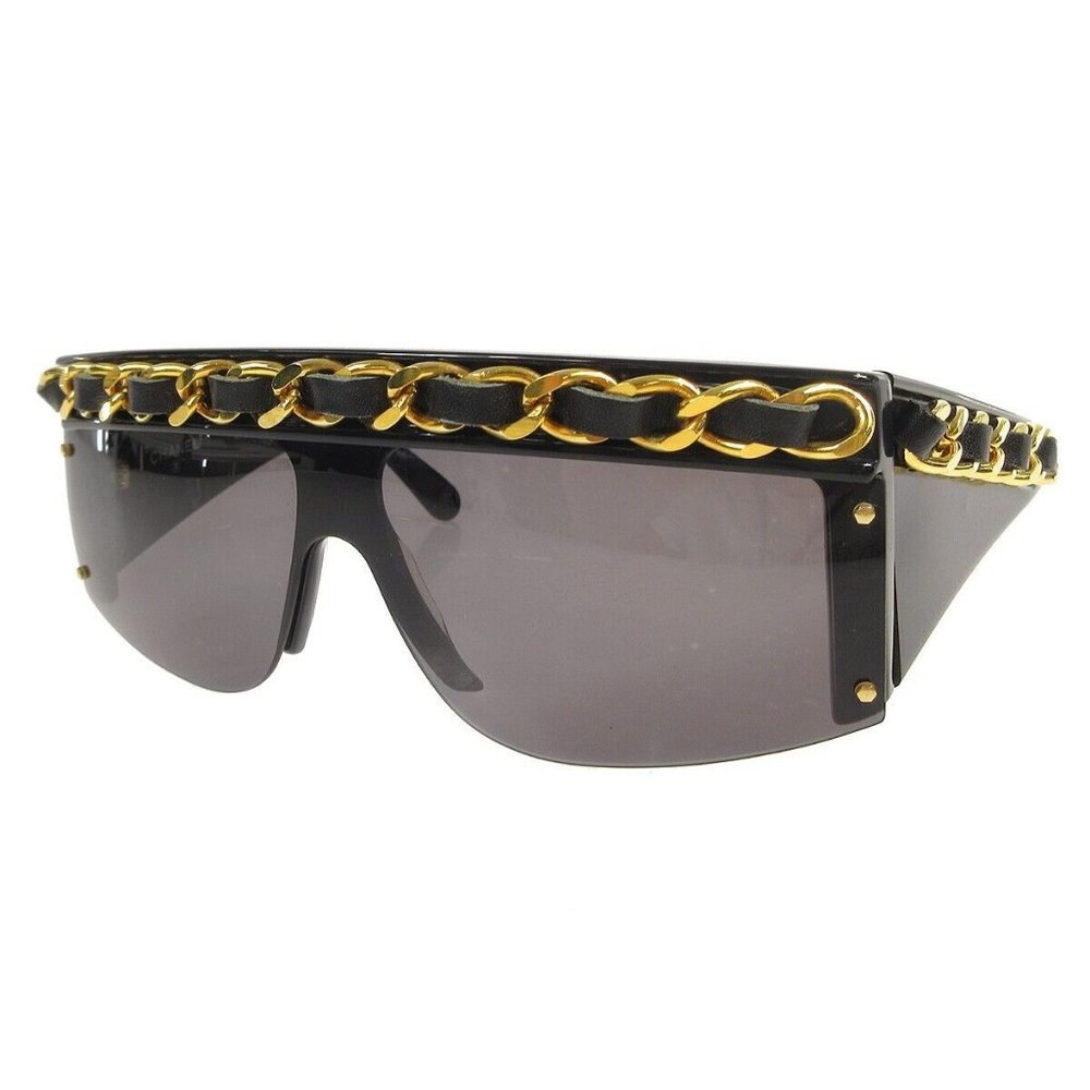 Authenticity guaranteed Chanel Chain Sunglasses Black Eyewear
